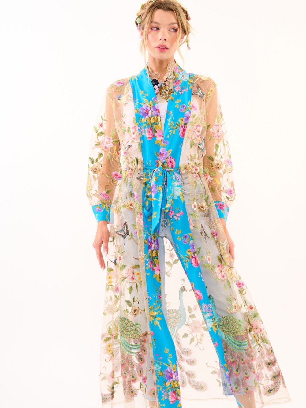 Aratta Garden of Eden Embroidered Mesh Kimono, NWT, $269 MSRP - Picture 4 of 15